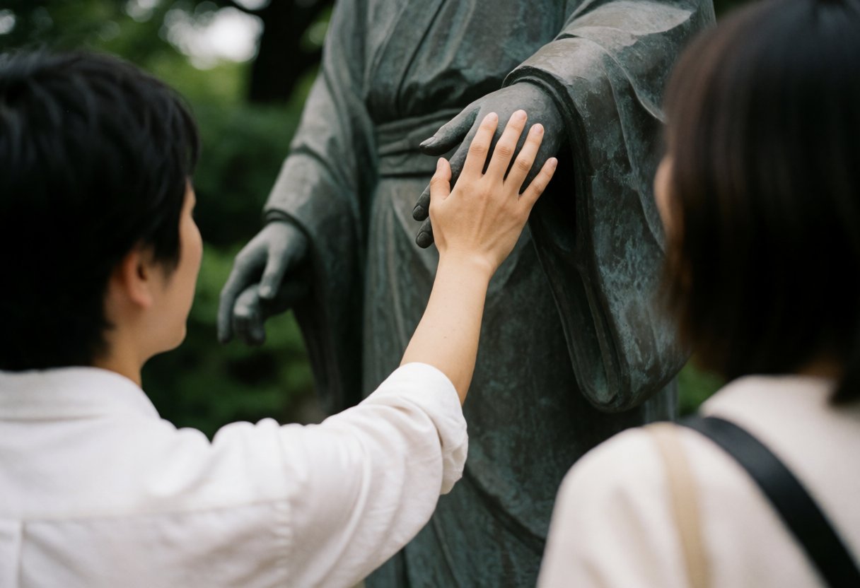 像に手を伸ばす手
