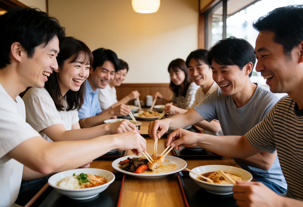 食事中のグループ