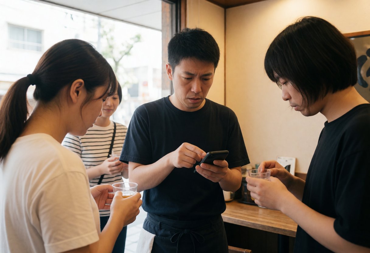 居酒屋のスタッフが首をひねりQRコードを確認
