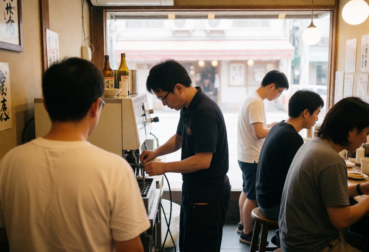 居酒屋の技術者が機械を修理