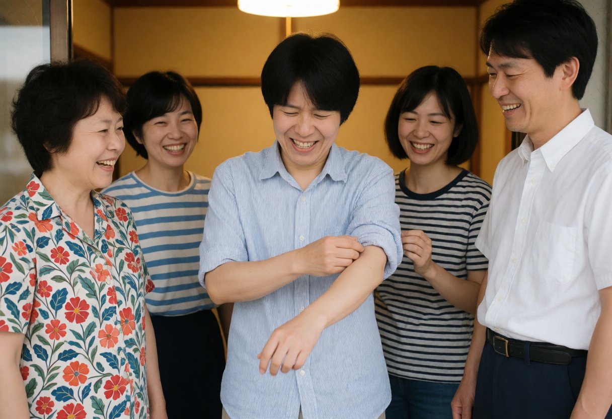 首をひねる人