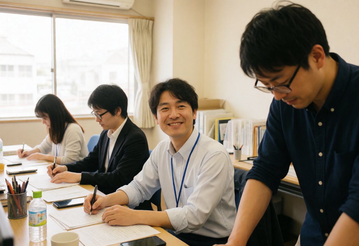 複雑なタスクを完了した後、満足そうに笑うエンジニア